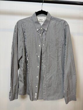 Acne Studios Grey White Striped Button Down Shirt